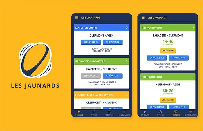 Les Jaunards, application mobile de rugby