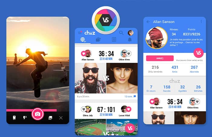 Chiiz est une application mobile de challenge photos et vidéos entre amis