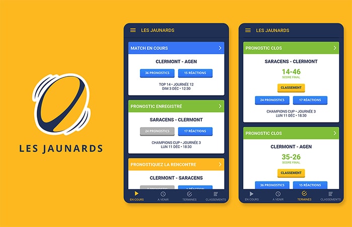 Les Jaunards est une application mobile pour les supporters de l'ASM Clermont Auvergne Rugby