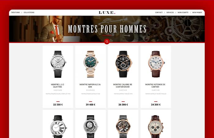 site ecommerce spécialisé dans la vente de montres de luxe